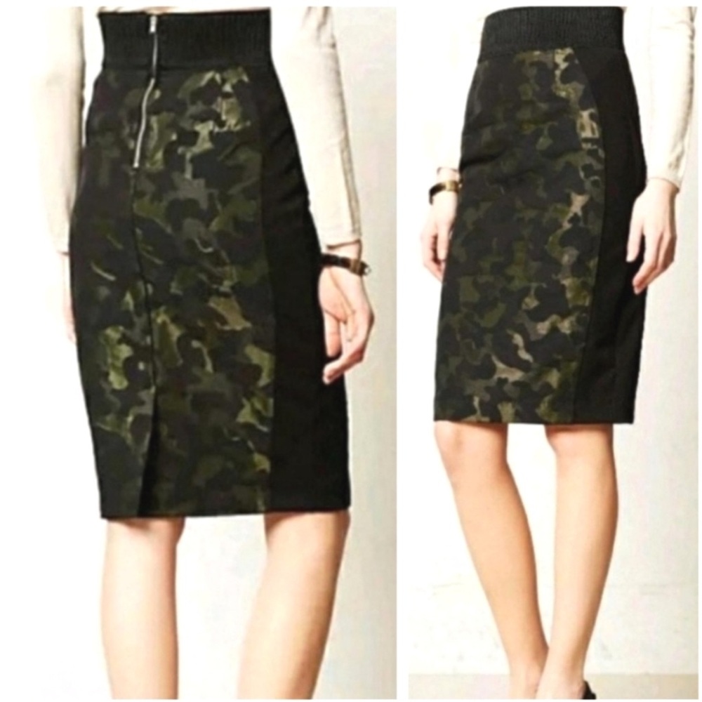 NWT Anthropologie Camo Pencil Skirt